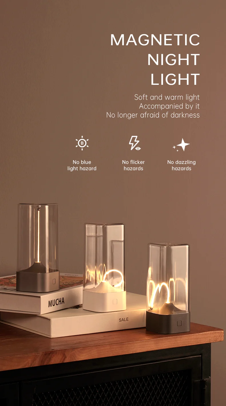 Minimalist Cordless Table Lamps 3 Levels Dimmable Rechargeable Camping Atmosphere Light Magnetic Filament Wireless Lamp - Image 3