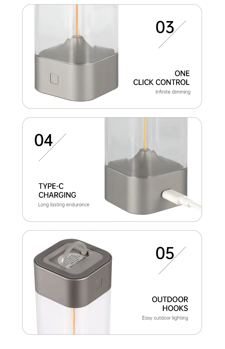 Minimalist Cordless Table Lamps 3 Levels Dimmable Rechargeable Camping Atmosphere Light Magnetic Filament Wireless Lamp - Image 5
